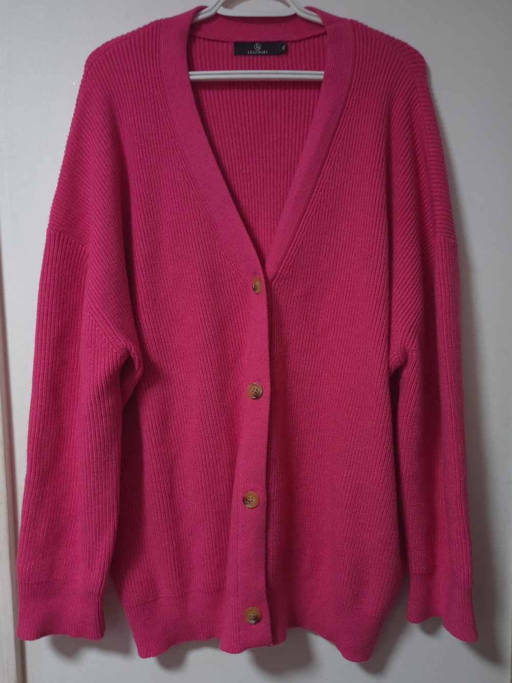 Bright Pink V-Neck Button-Front Cardigan Sweater